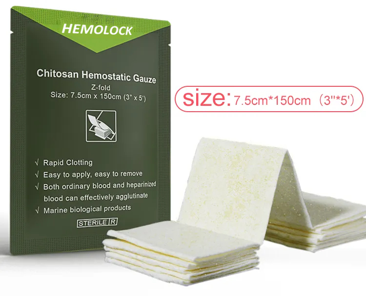 Chitosan Hemostatic Gauze, z-fold gauze, bag, pouch